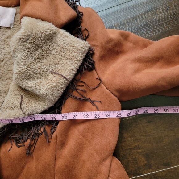 Anthropologie Hutch Daisy Fringe Coat Womens 2X Retro Penny Lane Country Faux Fu - Picture 7 of 10